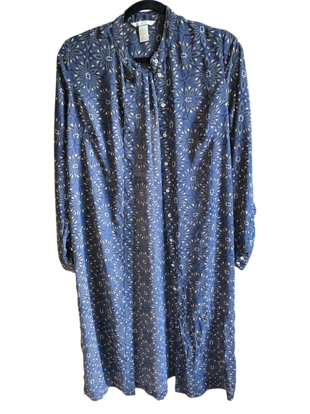 H&M Womens Semi Sheer Sunburst Printed Button-Front Cover Up Duster - Picture 2 of 11